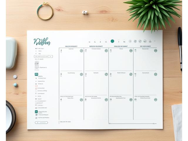 Visually appealing calendar or planner with healthy habit icons, representing easy habit formation and consistency.